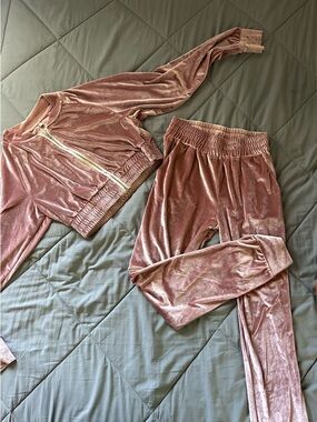 Velvet Two-Piece Track Set - Dusty Rose